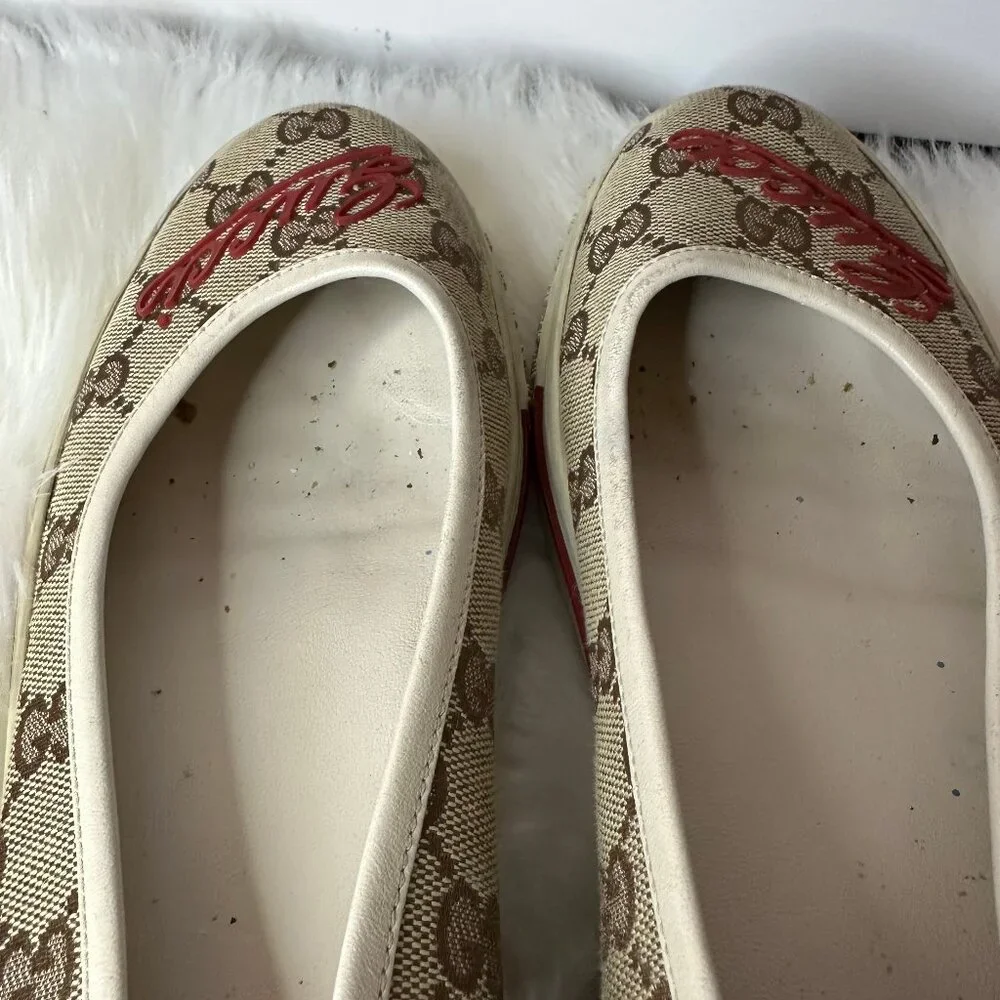 ❌SOLD❌ Authentic Gucci Signature GG Canvas Ballet Slip Flats - Sz 9 - Picture 13 of 15